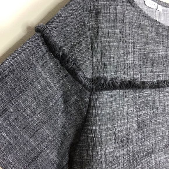 Grey Cropped Fringe Trim Short Sleeve Blouse NWT size Large Ethically Made - Picture 3 of 5